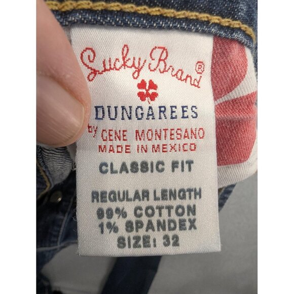 Lucky Brand Dungarees Jeans Mens 32x32 Blue Classic Fit Straight Leg Zip Fly - Picture 15 of 16